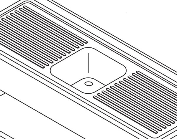 Opvaskemaskine bord - 140 x 70 cm - med vask og Backsplash - inkl. Opbevaring Hylde