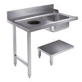Indløbsbord med affaldshul - bundhylde - venstre - 1200 mm - til 7280.0045 / 7280.0046