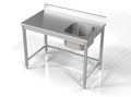 Bord med 1 vask - højre - 700 x 1200 mm