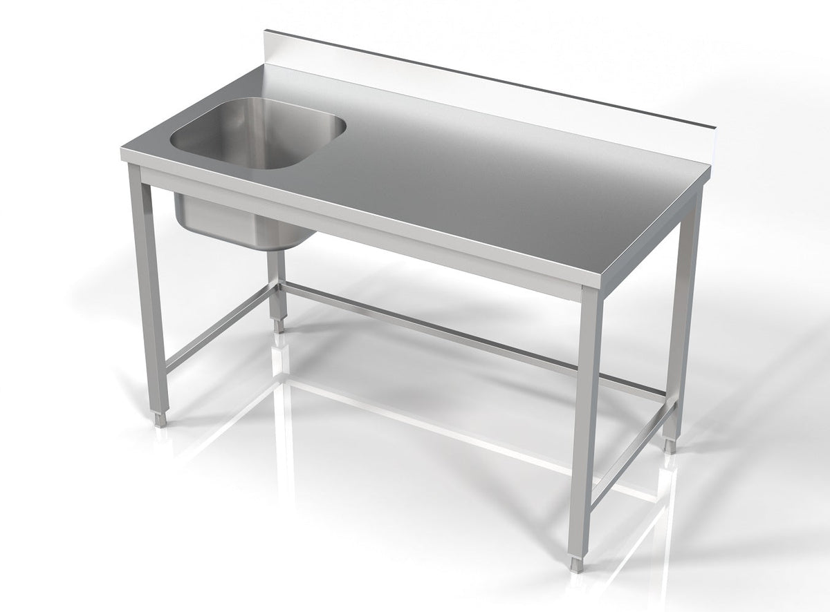 Bord med 1 vask - venstre - 700 x 1400 mm