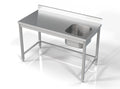 Bord med 1 vask - højre - 700 x 1400 mm