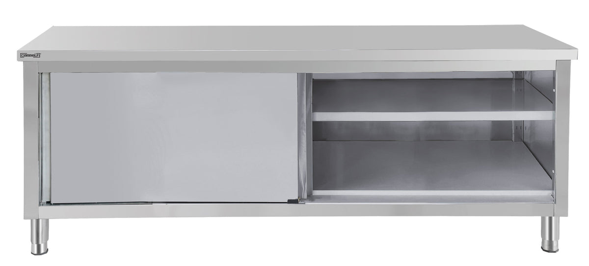 Underskab i rustfrit stål 600 med skydedøre 1400 mm