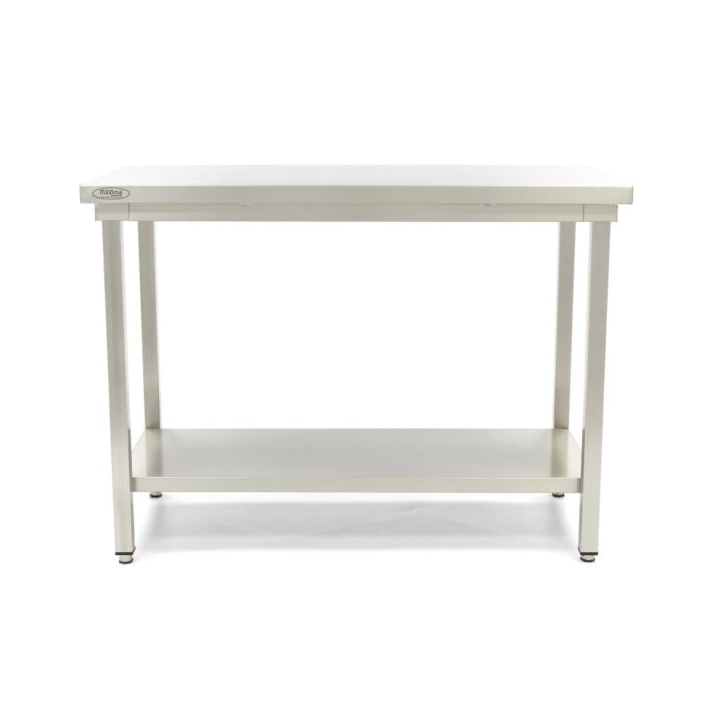 Rustfrit stål bord - 200 x 60 cm - Justerbar højde - med opbevaring Hylde