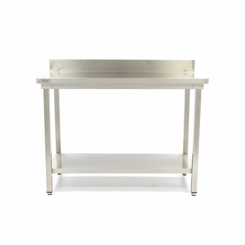 Rustfrit stål bord - 120 x 70 cm - Justerbar højde - med bagplade