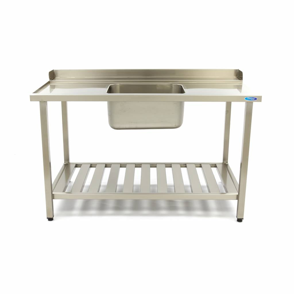 Opvaskemaskine bord - 120 x 75cm - Venstre - med vask og Backsplash - inkl. Opbevaring Hylde