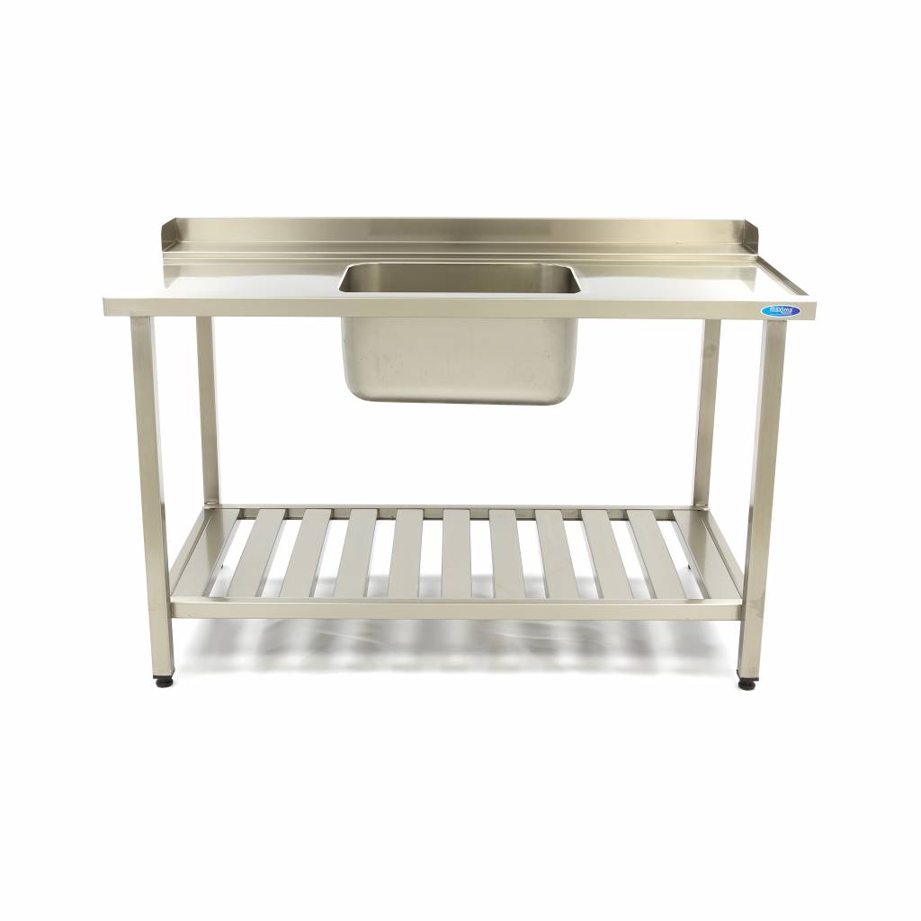 Opvaskemaskine bord - 120 x 75cm - Højre - med vask og Backsplash - inkl. Opbevaring Hylde