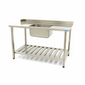 Opvaskemaskine bord - 140 x 75cm - Højre - med vask og Backsplash - inkl. Opbevaring Hylde