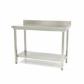 Rustfrit stål bord - 80 x 60 cm - Justerbar højde - med backsplash og opbevaring Hylde